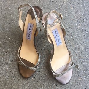 JIMMY CHOO Sparkle Glitter Sandal Heels 37